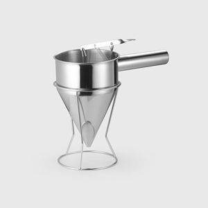 กรวยสแตนเลสทรงกรวยพร้อมโครงสำหรับเทแป้งทาโกะยากิ ใช้ในครัวเรือน - Product Image 1