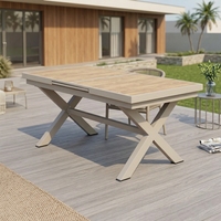 Ensemble de salle à manger extérieur de luxe personnalisé en 11 pièces, table extensible en aluminium et ensemble de chaises pour projet hôtelier ou de jardin