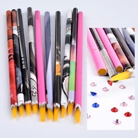 Stylo de pointillage de cire, crayon outils d'art d'ongle, strass auto-adhésifs, perçage de gemme, cueilleur conseils outils Nail Art stylo de cire