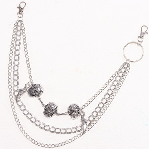 โซ่คล้องกางเกงโลหะหลายชั้นลายหัวกะโหลก สีเงินทิเบต สไตล์ฮิปฮอป  สำหรับตกแต่งกางเกงยีนส์ลำลอง - Product Image 4