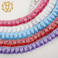 Bordure en dentelle plissée en satin de polyester de 1 pouce (2,5 cm) pour la couture de vêtements de poupées Blythe, artisanat DIY, décoration