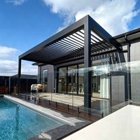 Pergola motorisée en aluminium avec toit à lames orientables imperméable, bioclimatique, pour jardin, terrasse, gazebo, kit d'ombrage