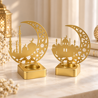 Décorations du Ramadan, Eid Mubarak, chandelier islamique, décoration de la maison, centre de table, croissant de lune, mosquée, porte-bougie à la lumière de la bougie tealight