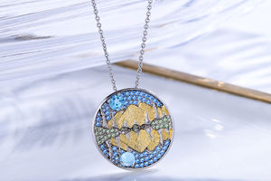 C8195 Abiding takı iyi satış doğal İsviçre mavi Topaz yansıma dağ su üzerinde 925 ayar gümüş kolye - Product Image 2