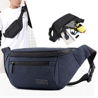 Sac banane imperméable en polyester pour homme avec fermeture éclair, pochette de ceinture rayée pour activités de plein air, course à pied et usage quotidien