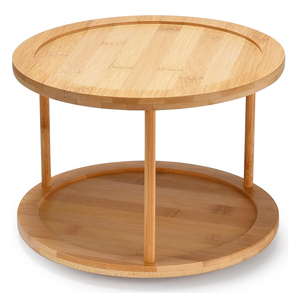 Plateau tournant en bambou porte-<span class=keywords><strong>épices</strong></span> porte-<span class=keywords><strong>épices</strong></span> rotatif à 2 niveaux <span class=keywords><strong>carrousel</strong></span> à <span class=keywords><strong>épices</strong></span> pour comptoir de cuisine organisateur de condiments - Product Image 1