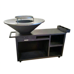 Barbecue au charbon de bois en fonte Gnee Garden avec chariot et armoire de rangement, finition mate, barbecue d'extérieur - Product Image 1