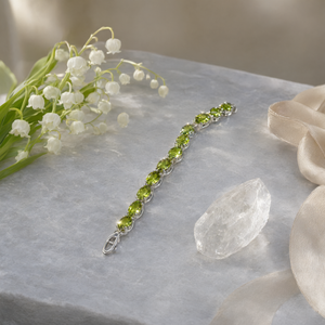 Bracelet en péridot en argent 925 plaqué rhodium, bracelet en pierres précieuses, bijoux en cristal, cadeau pour la fête des mères, argent - Product Image 3