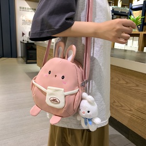 Cute Cartoon Rabbit Bag Women Japanese Style Canvas Shoulder Bag Oval Shape Zipper Closure Portable Student Crossbody Bag - Product Image 3