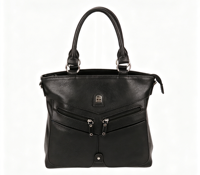 Tas Tote PU Hitam Besar untuk Wanita dengan Ritsleting, Banyak Kantong, Cocok untuk Kerja, Kantor, Selempang, dan Perjalanan Sehari-hari