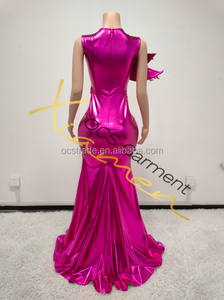 Vestido de Noche Largo Elegante con Diseño Asimétrico de Cristal, Cintura Imperio, Estilo Vintage, Lujoso, Abertura Alta, Sexy y Transpirable - Product Image 5