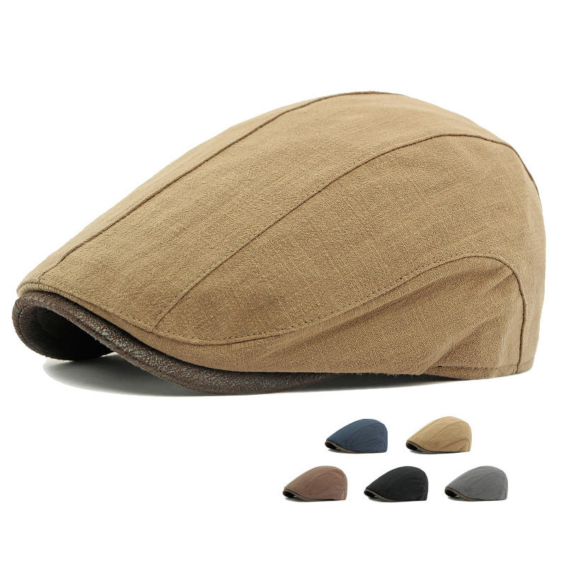 HZM-25212 New Solid Color Advance Hats Women Artistic Vintage Painter Hat Men Short-Brimmed Peaked Ivy Hats