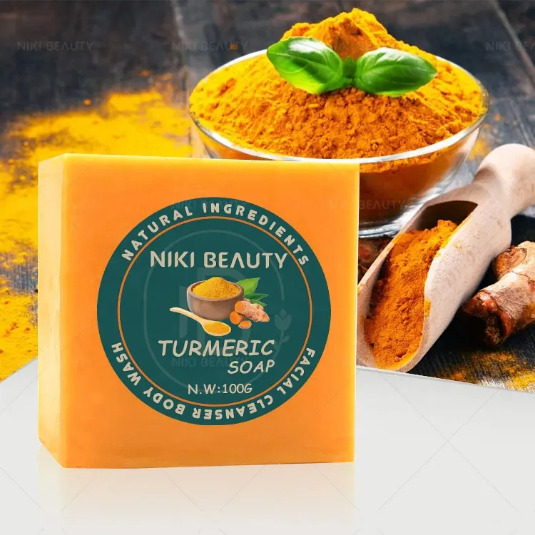 Private Label Best One Handmade Herbal Organic Tumeric Clean Facial Acne Skin Lightening Bar Turmeric Soap For Skin Whitening