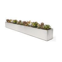 Jardinières hautes en acier inoxydable personnalisées, jardinières modernes en acier inoxydable brossé, grands pots de fleurs cylindriques