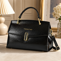 Tas Tangan Wanita Kulit PU Embos Custom, Tas Selempang, Tas Bahu, Warna Hitam, Tas Kantor, Grosir, OEM, Label Pribadi