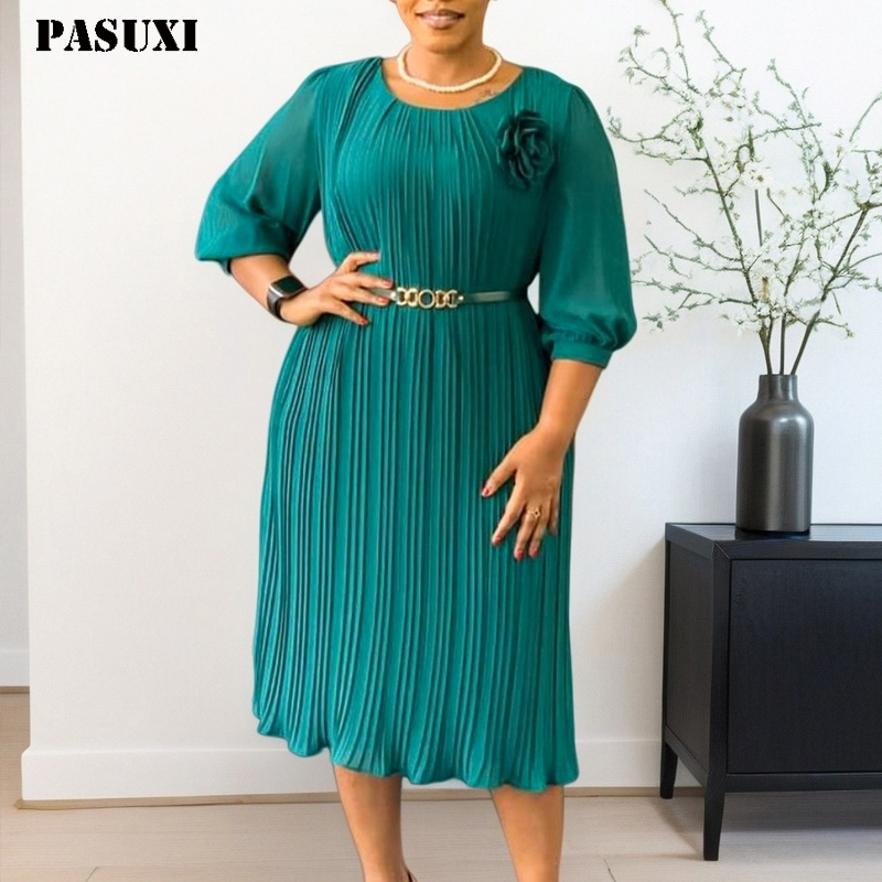 PASUXI Autumn Summer Chiffon Long Skirt