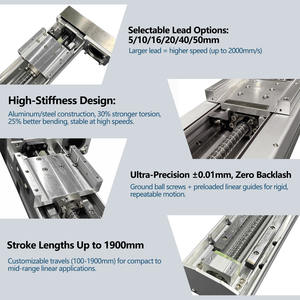 Module linéaire à vis à billes à double fermeture de type stable, haute précision, anti-poussière, longueur personnalisée 50-1500 mm, charge 10-150 kg, KNK <span class=keywords><strong>KECH</strong></span> 17 - Product Image 2