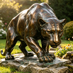 <span class=keywords><strong>Statue</strong></span> décorative en bronze Jaguar, décoration de jardin et de maison, taille réelle, bronze, laiton, métal, léopard doré - Product Image 1
