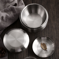 Bol à soupe en métal à double paroi, qualité alimentaire, acier inoxydable 304, bol de cuisine, bol à riz coréen avec couvercle