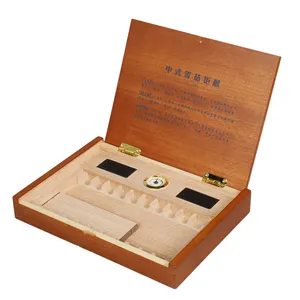 Recyclable Large Commercial Wooden Display Cigar Cabinet Humidor Laser Engraving Logo Wooden Humidor Cigar Packaging Box