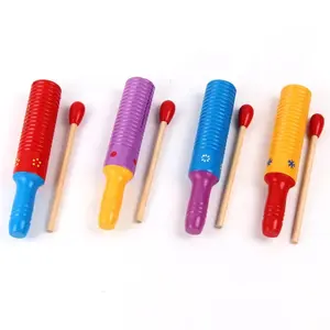 Eurolucky sừng đơn orff cụ bằng gỗ Montessori Đồ chơi giáo dục sớm âm nhạc Đồ chơi cho trẻ em cụ giảng dạy vỗ tay