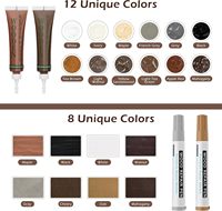 Kit de réparation de meubles en bois – Mastic 12 couleurs et marqueurs 8 couleurs – Retouche pour rayures, fissures, trous et taches sur sols, tables et armoires
