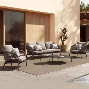 Combinaison <span class=keywords><strong>de</strong></span> canapé tressé en corde pour balcon, jardin, loisirs, extérieur, véranda, chaise en rotin, table à thé - Product Image 3