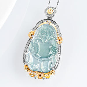 Colgante de Jade Natural de Myanmar, el Dios de la Riqueza, con Incrustaciones de Plata S925, Accesorio de Moda para Mujer, con Certificado de Tasación D135 - Product Image 5