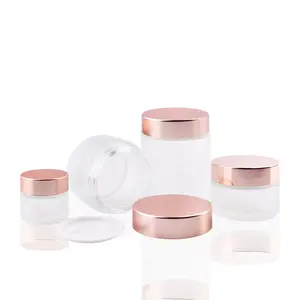 2 Unzen 10 gramm 15ml 50ml 50g 20g gefrostete Luxus rosa Roségold Glas Creme Glas Kosmetik verpackung für Kosmetik mit Deckel