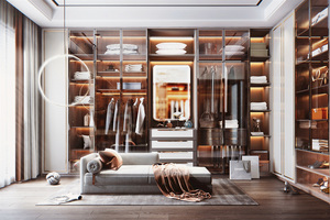 Dressing haut de gamme avec îlot central et unité de rangement à tiroirs, <span class=keywords><strong>armoire</strong></span> de luxe pour chambre à coucher - Product Image 5