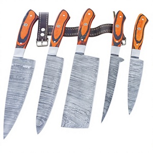 ชุดมีดเชฟอเนกประสงค์ 5 ชิ้น ทำมือจากเหล็กกล้าคาร์บอนสูง ด้ามไม้ ใบมีดแบบ Fixed Blade รับผลิตตามแบบ OEM ปรับแต่งได้ รับประกัน 3 ปี - Product Image 1