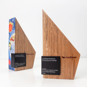 Crystal <b>Trophy</b> With Wood Base Laser <b>Engraved</b> Digital Printing Award For Conference Business Gifts - Product Image 4