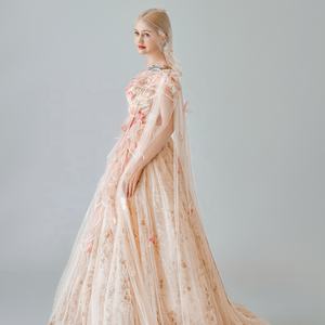 आधुनिक शैली प्लस आकार-लाइन गर्मियों की शाम दुल्हन के लिए दुल्हन विरोधी-स्थिर पुष्प प्रिंट फीता फूल - Product Image 4