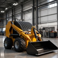 Mini-chargeuses sur pneus à commande hydraulique, équipement de déneigement, chargeuse sur pneus diesel hydraulique de 1 tonne avec chenilles, livraison gratuite