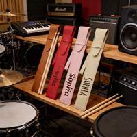 Étui pour baguettes de batterie en cuir PU avec nom/logo gravé - Durable - Cadeau d'anniversaire pour les batteurs et les amateurs de musique