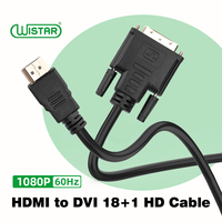 Câble HDMI vers DVI haute vitesse WISTAR 18+1 broches plaqué or mâle-mâle pour 1080P HD
