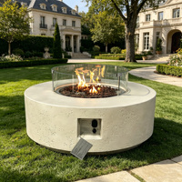 Table de foyer extérieur au gaz avec pierres de lave et bouclier en verre