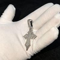 Pendentif croix superposé personnalisé en argent sterling 925, serti de moissanite certifiée GRA couleur D VVS, pour chaînes cubaines de 14 mm