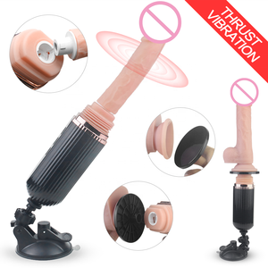 Vibrateur réaliste à poussée automatique, modèle en silicone, machine sexuelle avec poignée et <span class=keywords><strong>ventouse</strong></span> pour femmes - Product Image 1