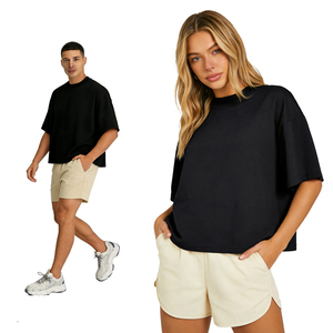 T-Shirt Oversize in Misto Cotone e Poliestere, Tinta Unita, Alta Qualità, Abbigliamento Casual da Donna - Product Image 3