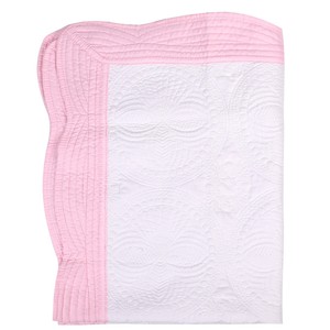 Personalized Lightweight Cotton Stainless Steel Embossed Scalloped Quilted Heirloom <b>Baby</b> Toddler <b>Blanket</b> <b>Newborn</b> Sleeping Quilt - Product Image 1