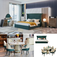 Ensemble de meubles de salon sectionnels modernes de luxe, solution tout-en-un, canapé en cuir véritable, fauteuil, table basse en marbre, or