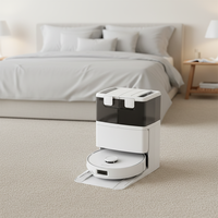 Robot aspirateur et serpillière tout-en-un avec lavage à l'eau chaude, station de séchage à air chaud, auto-nettoyage humide et sec pour sols domestiques