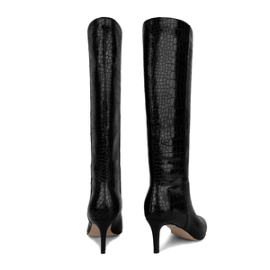 WETKISS Talons hauts pour femmes Bottes <span class=keywords><strong>croco</strong></span> noires sans lacet Bottes à mollets larges Chaussures pour femmes Bottes hautes au genou pour la fête Vente en gros - Product Image 5