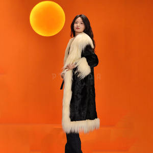 <span class=keywords><strong>Cappotto</strong></span> lungo in lana di astrakan <span class=keywords><strong>con</strong></span> scollo a V, caldo ed elegante, da donna - Product Image 4