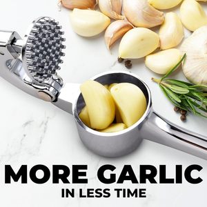 Presse-ail manuelle professionnelle pour la cuisine avec lame en acier inoxydable et poignée souple pour écraser l'ail haché - Product Image 3
