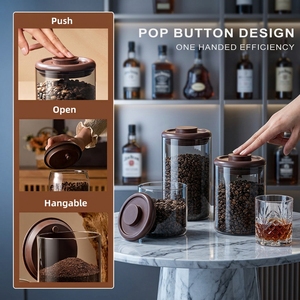 Bocal en verre hermétique pour café, avec couvercle ventilé, couleur ambre, 600 ml, sans BPA, écologique, pour <span class=keywords><strong>le</strong></span> stockage des aliments, vente en gros - Product Image 1