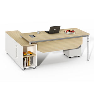 Escritorio de madera Simple y moderno para ordenador, escritorio de oficina con caja de almacenamiento para el hogar u oficina, muebles de oficina, marco de acero redondo - Product Image 4