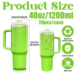 USA RTS 40oz custom verde opaco polvere tumbler specchio oro sotto placcato acqua bottiglia natale festa sottovuoto tazza di caffè per stampa laser - Product Image 5