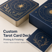 Jeu de cartes de tarot personnalisées Mystic Star Moon, cartes de tarot vintage avec feuille d'or, boîte de rangement rigide et guide d'instructions, logo OEM